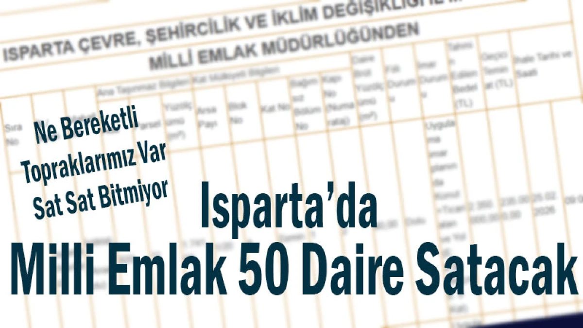 Bu Fırsat Ka&ccedil;maz! Isparta&rsquo;da Milli Emlak 50 Daire Satacak