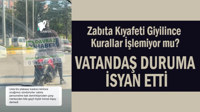 Kasksız, Plakasız ve Kuralsız! Zabıta Kıyafetli Kişi Trafikte Kuralları Çiğnedi