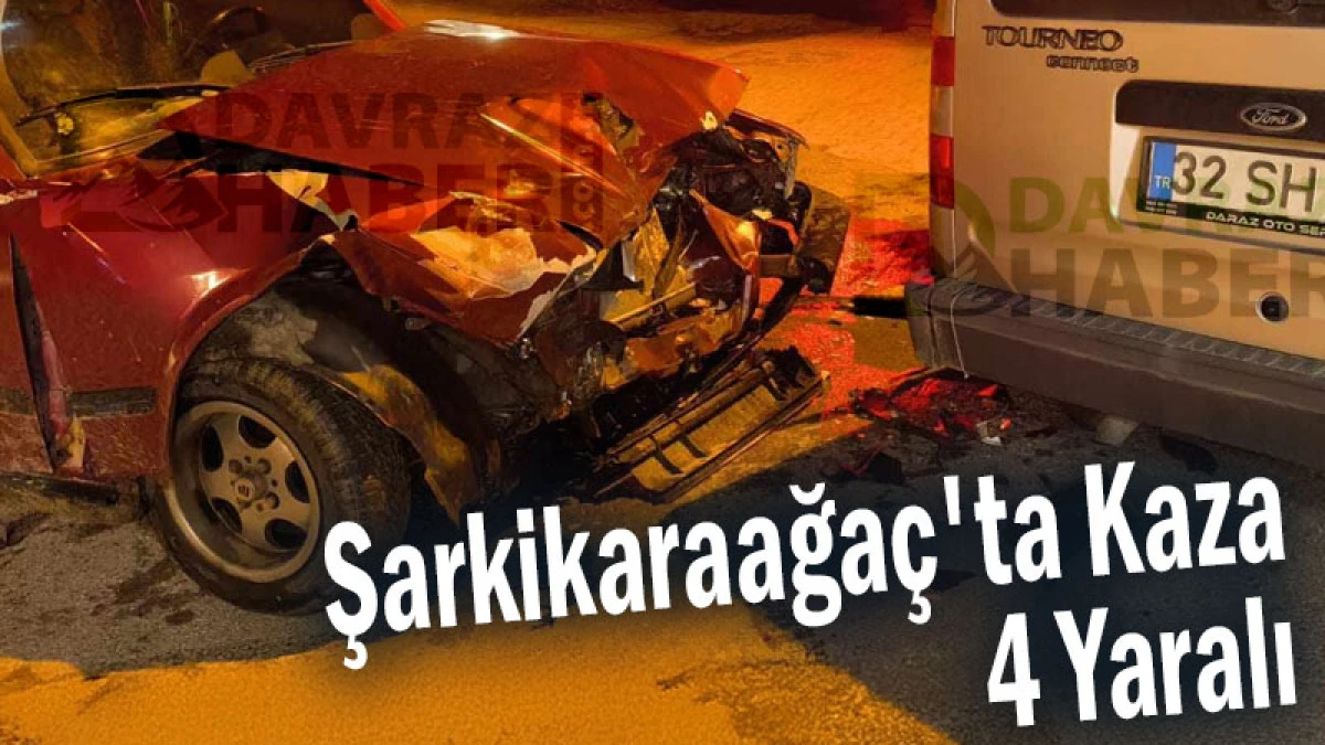 Şarkikaraağa&ccedil;&rsquo;ta Otomobil Kazası! 4 Kişi Hastaneye Kaldırıldı