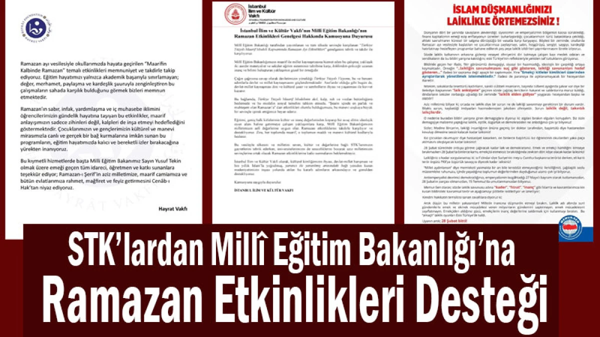 STK&rsquo;lardan Mill&icirc; Eğitim Bakanlığı&rsquo;na Ramazan Etkinlikleri Desteği