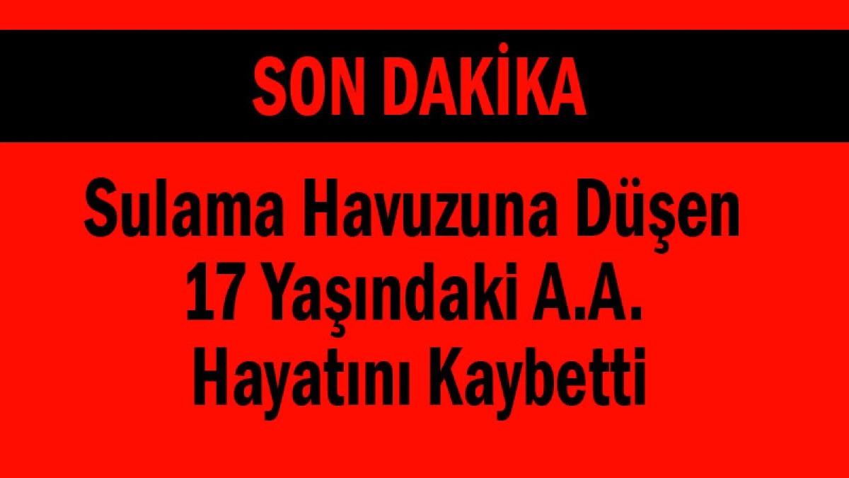 Sulama Havuzuna Düşen 17 Yaşındaki A.A. Hayatını Kaybetti